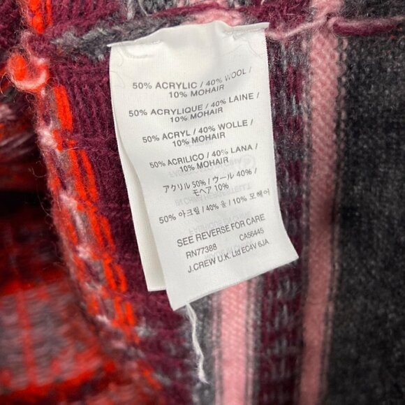 J.Crew Fair Isle Knit Sweater XS Grey Red Pink Geometric Wool Blend Nordic - Picture 2 of 8